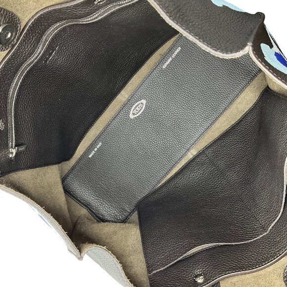 Tod's Brown / Cobalt Blue Floral Motif Tote - Picture 9 of 10